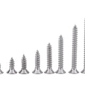 Premium 304 Stainless Steel M3 Self Tapping Screws 200 Piece Pan Head Fastener Kit showing eight sizes of screws.