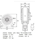 Technical diagram of Hollow Brake With Base Magnetic Powder Brake FZ-K-0.6KG-3-DZ, dimensions and specifications detailed