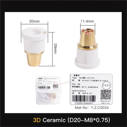 Laser Ceramic Nozzle Protective Sensor Connector Part For S12F Laser System Pro Grade Heavy Duty Nozzle Guard High Heat Resistant Tip Precision Hardware For Industrial Laser Machines Easy Install And Reliable Performance. 20mm x 28mm D20 M8*0.75 ceramic nozzle