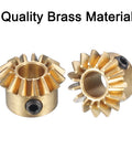 Two Pack Bevel Gear Set 0.8 Module 1 To 1 Reduction 15 Teeth 5mm Bore Brass Bevel Pinion Gear 45 Degree Steering Gear