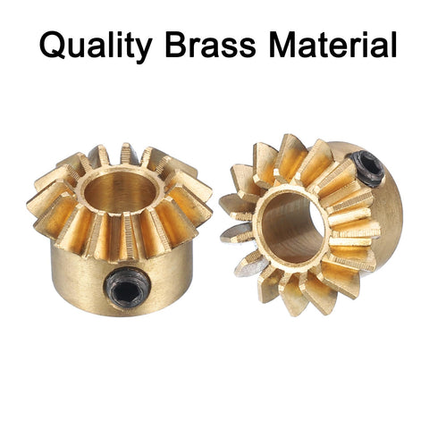 Two Pack Bevel Gear Set 0.8 Module 1 To 1 Reduction 15 Teeth 5mm Bore Brass Bevel Pinion Gear 45 Degree Steering Gear