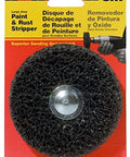 Large Area Paint And Rust Stripper disc for wood, metal, and concrete surfaces in packaging. Fast-acting professional grade surface prep solution.
