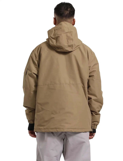 Back view of Men's Ski Jacket Snowboard Coat Hooded Winter Outerwear Insulated Waterproof Windproof With 3D Collar And YKK Zipper.