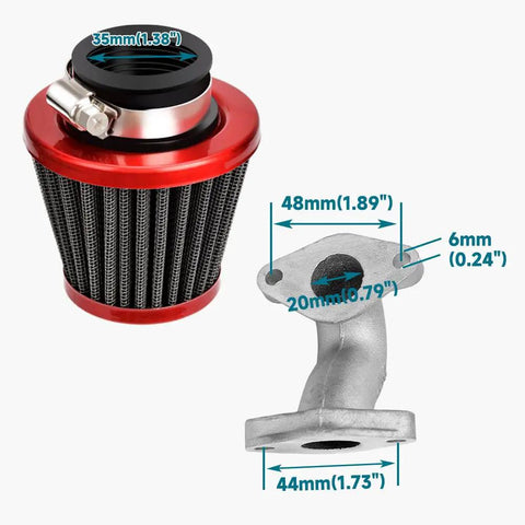 Air filter and intake manifold for Carburetor Kit For Taotao And Coolster 50cc To 125cc Chinese ATVs Go Karts And Dirt Bikes