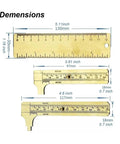 Dimensions of Solid Brass Digital Caliper High-Precision Mini Tool Crafts Jewelry displayed in inches and millimeters.