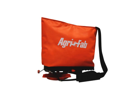 25 Lb Handheld Bag Seeder Spreader With Waterproof Bag And Enclosed Gears Adjustable Gate Opening in Bright Orange