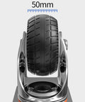 Built Tough 3 Inch Heavy Duty Rubber Swivel Casters With Locking Brakes Quiet Industrial Grade Wheels shown from above, highlighting 50mm tread