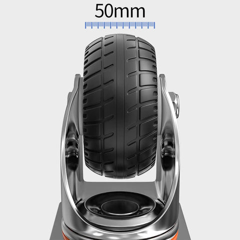 Built Tough 3 Inch Heavy Duty Rubber Swivel Casters With Locking Brakes Quiet Industrial Grade Wheels shown from above, highlighting 50mm tread