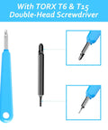 DIY Video Doorbell Screwdriver Kit With Blue Double Ended T6 T15 Bits And 20 Security Screws Replacement Tool features.