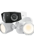 Slick 4K PoE Outdoor Security Camera Duo With Tough Built In Led Floodlight captures panoramic shots with dual sensors.