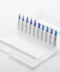 Dope 10 Piece One Eighth Inch Shank V Groove CNC Router Bits Set with nano blue coat in plastic case