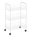 Three Tier Wheeled Wire Shelving Cart With Adjustable Metal Shelves, Mobile Storage Organizer On Casters for tight spaces