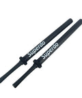 Foam Sword Practice Set, Double Pack Black 35.5 Inch Swords With Plastic Handles, side view on white background