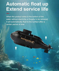 Mini RC Submarine for Kids With 6 Channel Remote Control Waterproof Diving Boat USB Charging Toy for Pool Bath Time Realistic Submarine Model for Boys and Girls floating underwater.