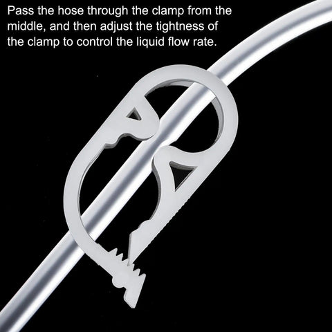 10 Pack Plastic Tubing Clamps 3/16 To 5/16 Inch Adjustable Tube Clamps opened adjustment on clear hose