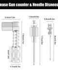 All In One Grease Gun Accessories Kit With 90 Degree Coupler, Needle Tips, Needle Dispenser for 1/8 Inch NPT Guns dimensions.