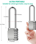 Five Inch Ultra Long Shackle Combination Padlock In Silver With A 3.2 Inch Shackle Durable Steel Lock With Side Window Secure Dial Combination Ideal For Luggage Lockers Gates And Storage 2 Pack, shown with hand for size reference.