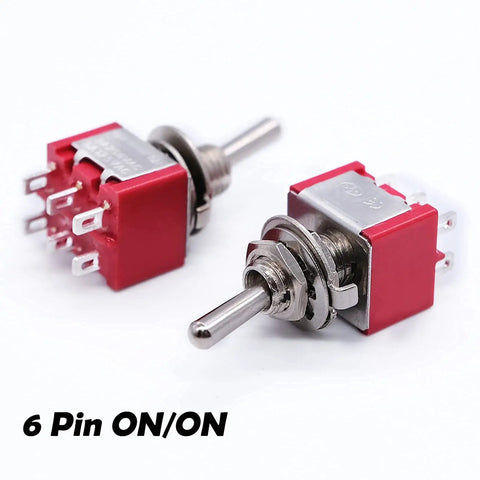 Eight Pack DPDT Toggle Switches 6 Pin 2 Position On On Miniature Toggle Switches For Car Dash And Diy Electronics Projects 5A 125V 2A 250V Durable MTS202, 6-pin ON/ON metal toggle switches