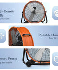 Beefy Heavy Duty 24 Inch Industrial Drum Fan High Velocity Floor Fan With 3 Speed Settings Tilt Adjustable And Large Wheels