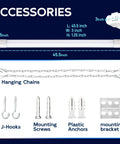 Ten Pack 4ft Linkable LED Shop Light Fixture 4400 Lumens with hanging chains, mounting screws, and accessories for installation.