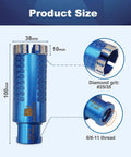 1-1/2 Inch Laser Welded Diamond Core Drill Bit With 5/8-11 Thread For Granite Marble Stone Reinforced Concrete Dry Or Wet Drilling Plus Adapter Included shown with dimensions and details