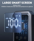 9 In 1 Jump Starter With Air Compressor 5500A 150 PSI Portable Car Battery Jump Starter showing smart screen display