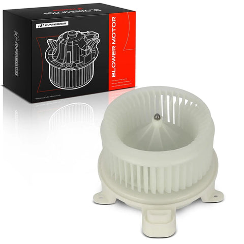 Front HVAC Heater Blower Motor With Fan Cage And Impeller For Lexus CT200h Toyota Mirai 2011 To 2020, white impeller design.