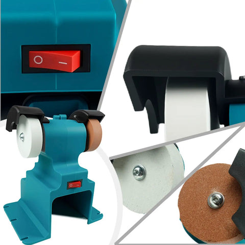 Depisuta Mini Bench Grinder Electric small sander with grinding wheels for metal and wood knife making, compact desk tool.