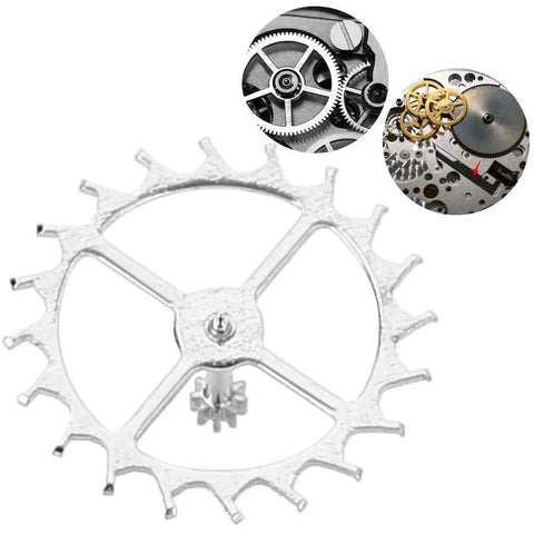 Escape Wheel Replacement Part For ETA 2824 2 2836 2 2834 Movement Kit, silver alloy, close-up view of wheel with watch gears