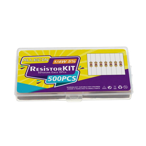 Fifty Value One Quarter Watt Carbon Film Resistors Kit With 0 Ohm To 10M Ohm Range, 5 Percent Tolerance, Common Fixed Resistors Assortment