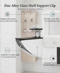Go-To Glass Shelf Support Clip in Silver Zinc Alloy Mounting Bracket for Bathroom Vanities and Display Cabinets, no sag
