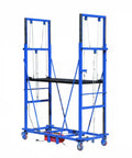 Heavy Hitter Electric Lift Scaffold With Wireless Remote Control Pro Grade Lift Table features sturdy blue metal frame.
