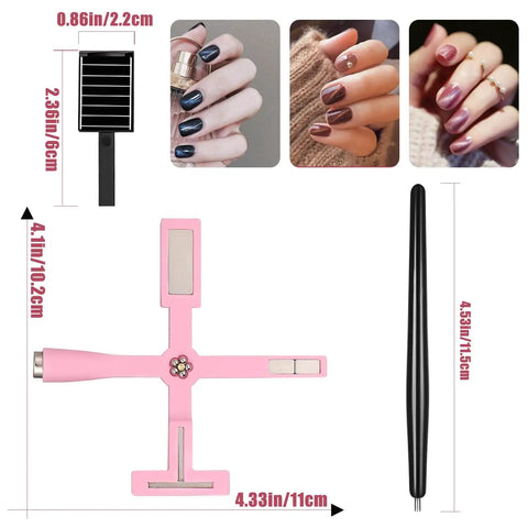 11Pcs Cat Eye Nail Magnet Set 5 In 1 Multifunctional Magnetic Nail Tool Kit With Magnetic Pen And 9 Pattern Plates, tools on display