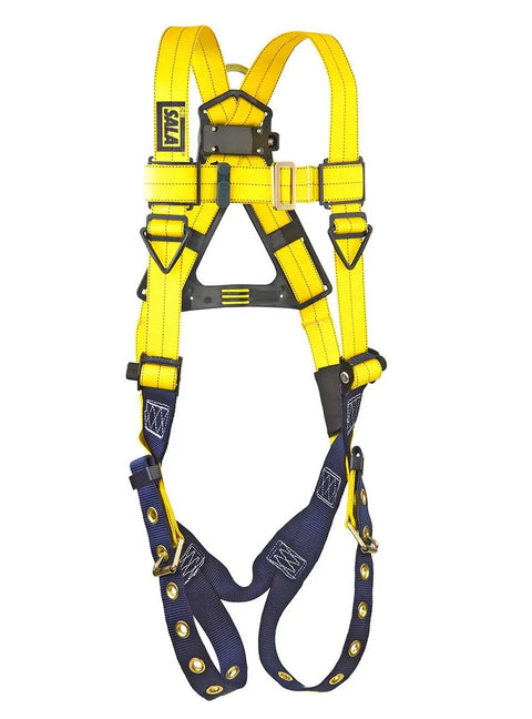 Delta Vest Style Harness With Stand Up Back D Ring And Tongue Buckle Leg Straps X Small Yellow Industrial Safety Gear