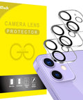 Camera Lens Protector For iPhone 11 6.1 Inch And iPhone 12 Mini 5.4 Inch, 9H Tempered Glass, HD Clear Lens Shield, product packaging