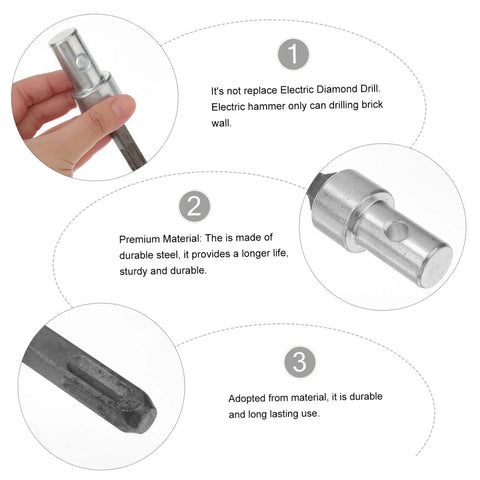 Earth Auger Drill Bit Adapter Converter For Electric Hammer Drill, showing durable steel construction and close-up details