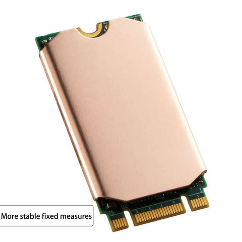 Pure Copper M.2 2242 SSD Heatsink Cooling Kit For NVMe Drive With 0.5mm Slim Design showing copper plate with stable mount points.