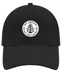 Lightweight All Season Hat for Women and Men, Adjustable Cap With Breathable Fit, Casual Yacht Style Cap in black with nautical logo