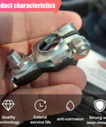 Straight Up Heavy Duty Positive And Negative Battery Terminal Connector Pair Rust Resistant Galvanized Iron Clamps shown in hand.