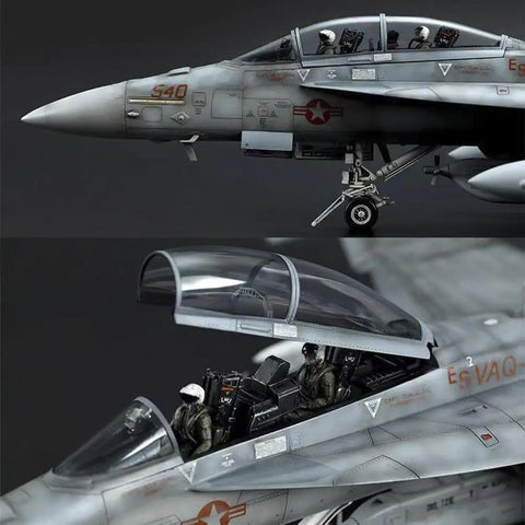 EA 18G Growler Electronic Attack Aircraft Model Kit in one forty eight scale with detailed cockpit interior close-up