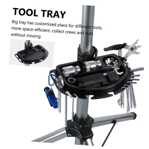 Portable Bike Repair Tray With Multi-Grid Tool Organizer, mountable workstand pallet, 9.64 by 6.10 inch polycarbonate tray