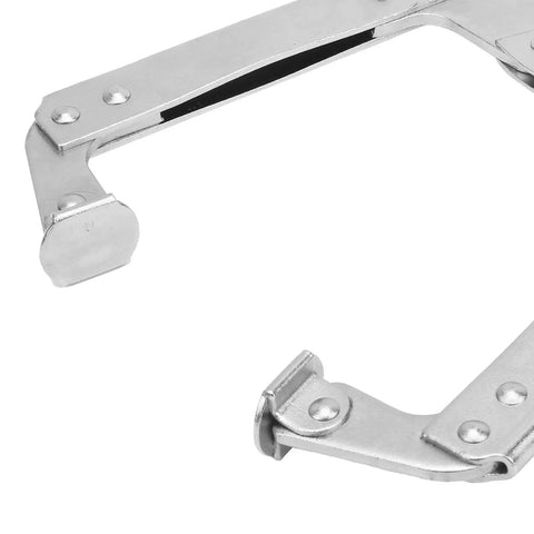 Heavy Duty Locking Pliers Quick Clamp for Woodworking and Welding C Shaped Jaw Holding Tool with Wide Mouth 14 Inch Grip One Hand Lock Durable Alloy Steel 1 Pack for Steady Boards and Metal Parts, close-up C-clamp jaw