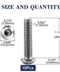 Built Tough 3/8-16 X 1 1/2 In Button Head Socket Cap Bolts 10 Piece Set 304 Stainless Steel with detailed size measurements.