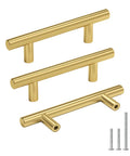 25 Pack 10 Inch Brushed Brass Cabinet Handles Set For Kitchen Cabinets And Drawers Bathroom Vanities And Dressers Premium Stainless Steel Hardware Durable Gold Tone Pulls With Easy Screwdriver Install