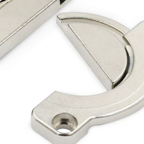 Close-up of sturdy zinc alloy cabinet hinges table connector for furniture no fuss install with screws lightweight desk bracket.