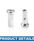 Close-up of silver spoke nipples, part of Beefy Mountain Bike Spokes 14G 295mm Steel Black 36Pcs Replacement Set For Rims Hubs.