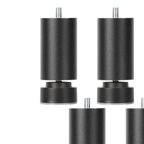 Close-up of Four Piece Aluminum Furniture Support Legs 20cm Black Table Feet For Cabinets Beds Sofas And Tables With 10mm Thread Hole