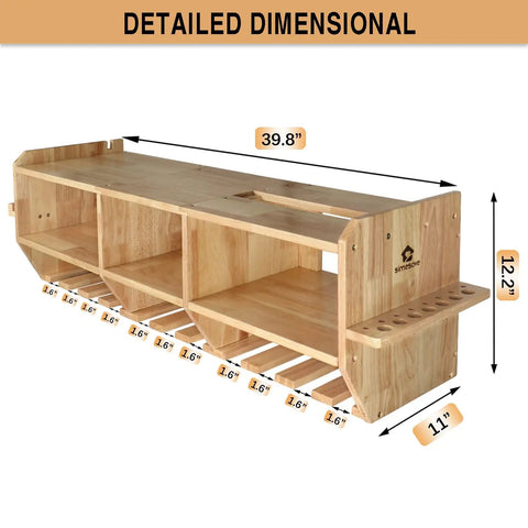 Heavy Duty Wall Mounted Power Tool Organizer With 12 Slots For Drill, Wrench, Screwdriver And Circular Saw, 39.8x11x12.2 inches