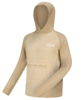 Men's Ice Cool Silky Sun Protection Hoodie UPF 50 Plus Long Sleeve Rash Guard Shirt For Fishing Quick Dry UV Shield, tan color