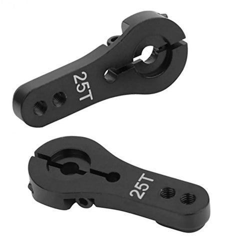 5 Pack 25T Aluminum Servo Horns With M3 Threads For RC Cars Trucks Buggy And Airplanes Adjustable Split Clamp Design, Black